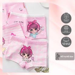 Combo 4 Quần chíp đùi quần lót đùi bé gái, quần ẋì đáy đùi cho con gái chất liệu Cotton Thấm hút mồ hôi, thoáng mát 4 mùa Họa Tiết Mẫu Cô Gái Hàn Quốc đáng yêu