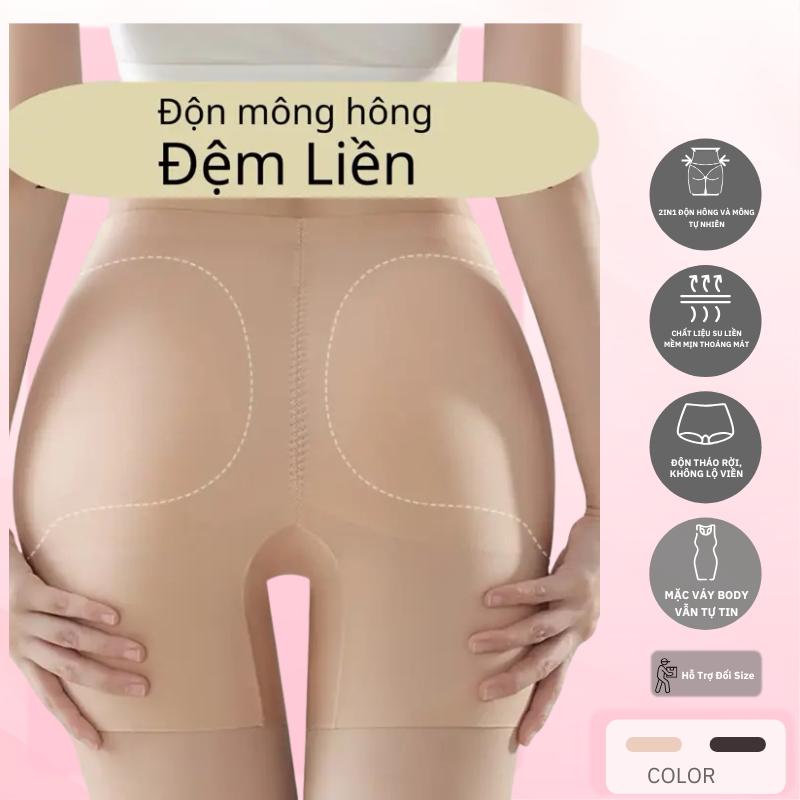 Quần đùi độn hông và V3, độn mông hông mỏng 0.7 cm cạp ngắn chất liệu su đúc liền, không đường may, không lộ viền , mặc đầm body hay quần mỏng không lộ