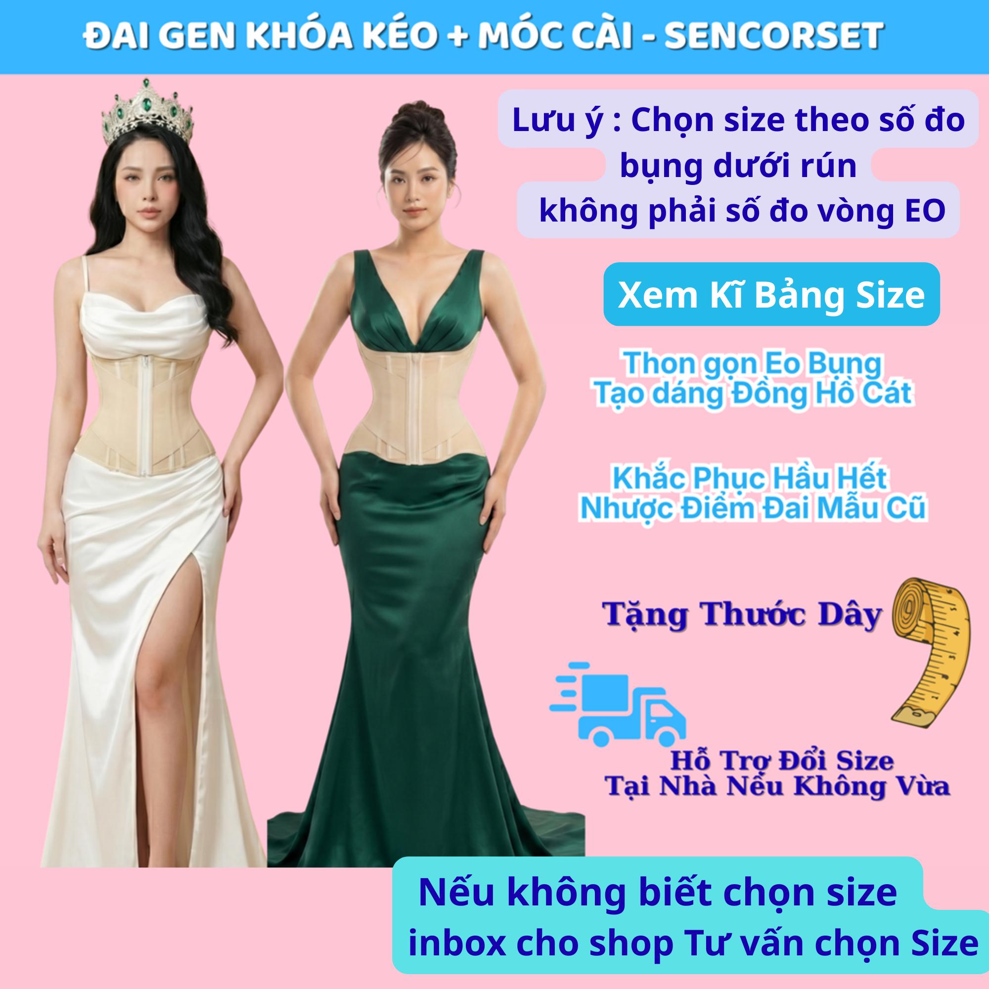 Đai Gen Latex Nịt Bụng Khóa Kéo Kết Hợp Móc Cài Bên Trong SenCorset – Định Hình Eo Hiệu Quả X2 Lần – Tôn Dáng Tạo Vòng Eo Con Kiến – Dáng Đồng Hồ Cát